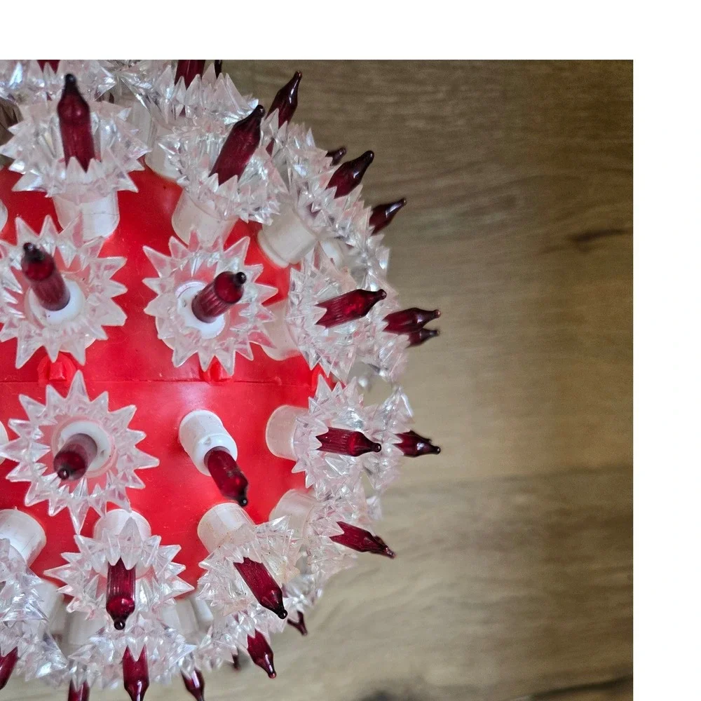 Vintage Style Red Lighted Starlight Sphere Christmas Holiday Decor Star Ball